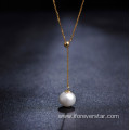 Pearl 18K Solid Gold Necklace Women